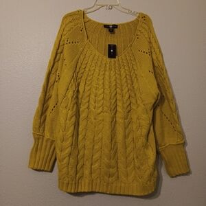 Ashley Stewart Yellow Cable Knit Sweater